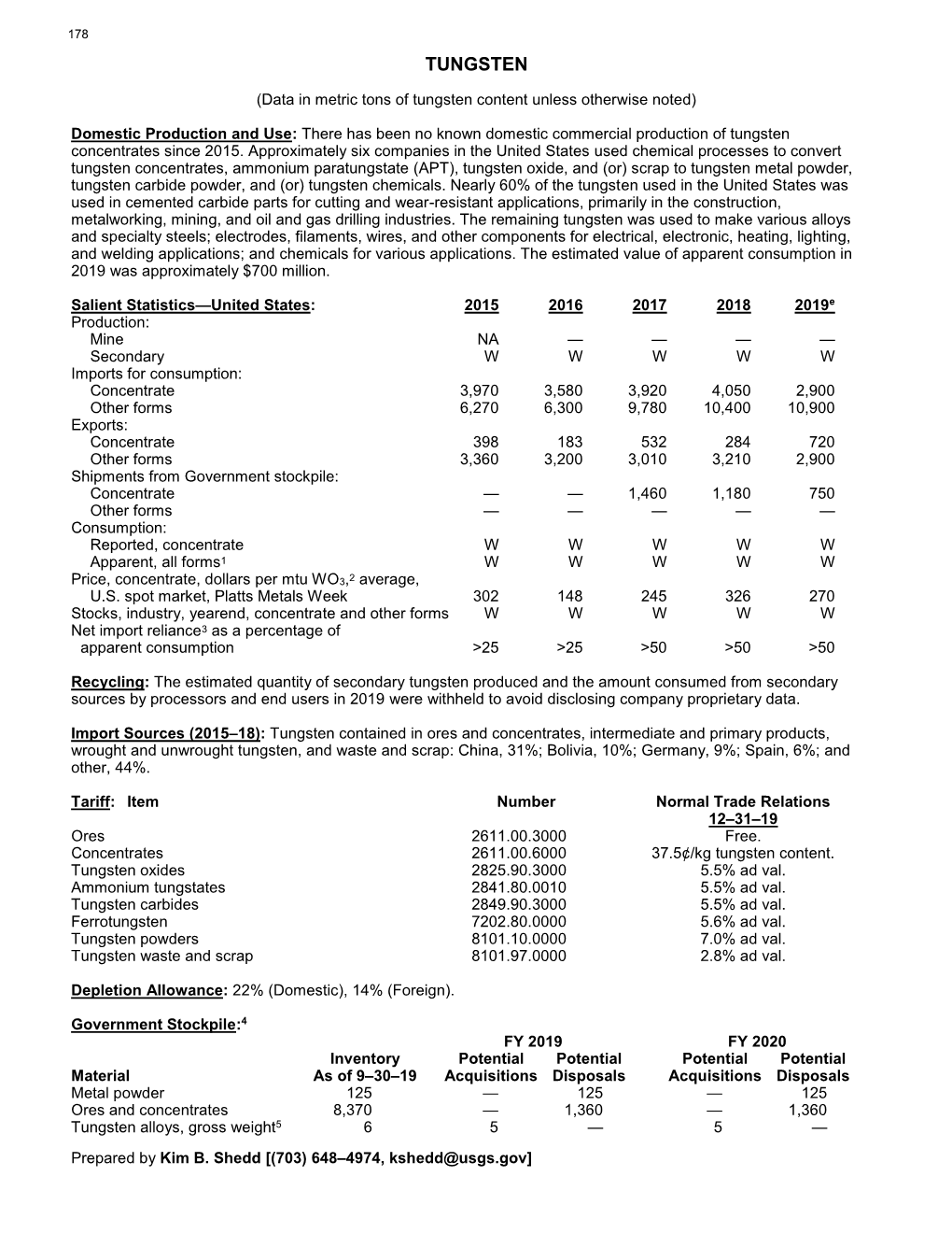 Tungsten Data Sheet