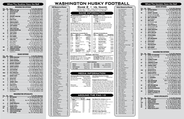 WASHINGTON HUSKY FOOTBALL When the Vandals Have the Ball WASHINGTON OFFENSE UW Numerical Roster Game 2 • Vs