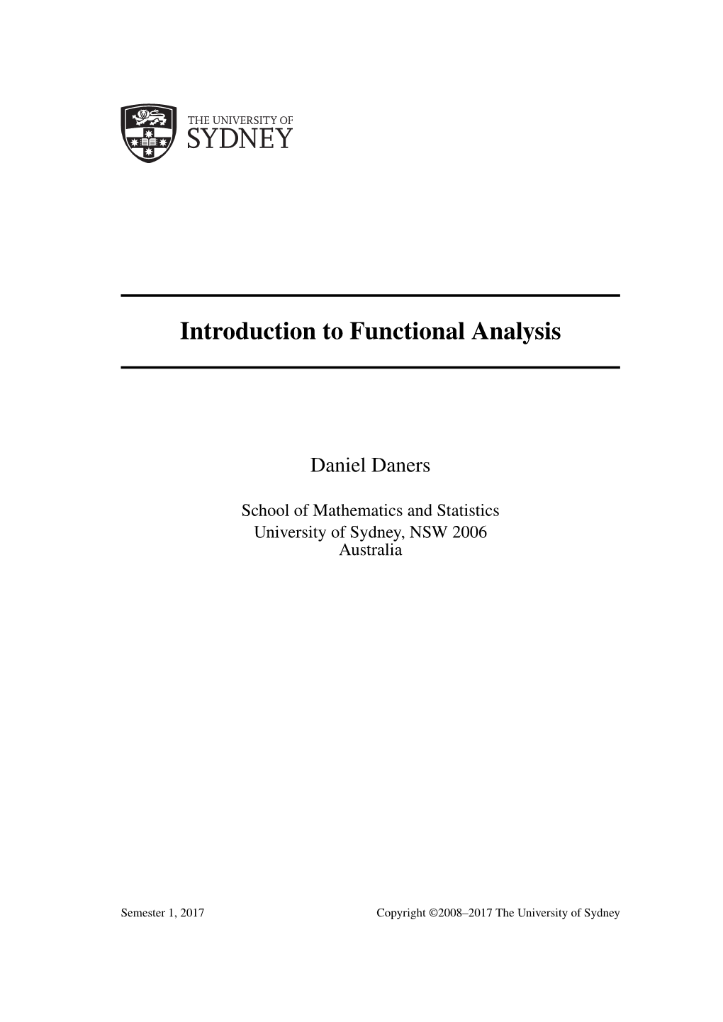 Introduction to Functional Analysis