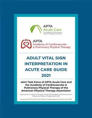 Adult Vital Sign Interpretation in Acute Care Guide 2021