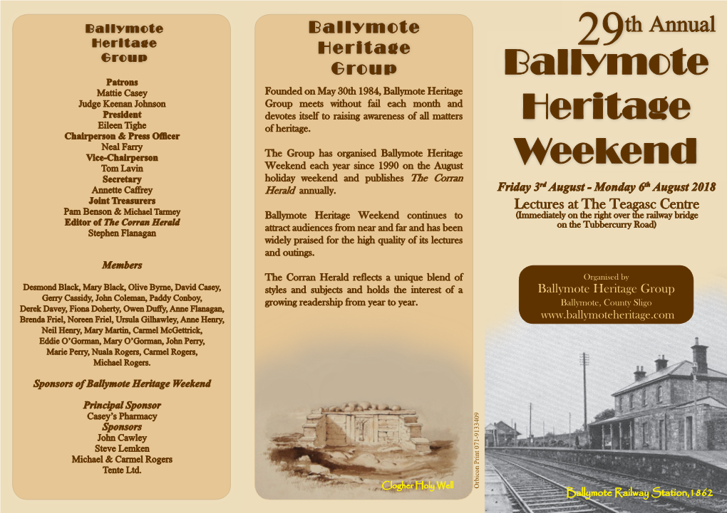 Ballymote Heritage Weekend Brochure 2018