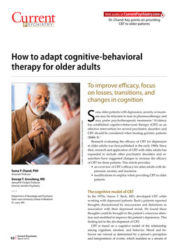 How to Adapt Cognitive-Behavioral Therapy for Older Adults