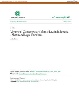 Contemporary Islamic Law in Indonesia : Sharia and Legal Pluralism Arskal Salim