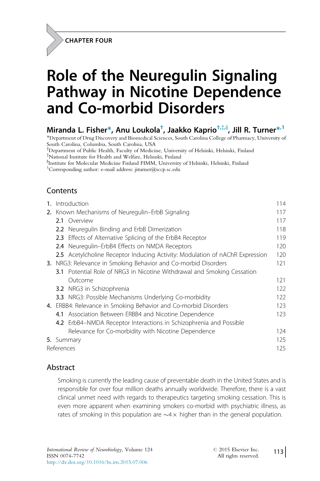 Role of the Neuregulin Signaling Pathway in Nicotine Dependence and Co-Morbid Disorders