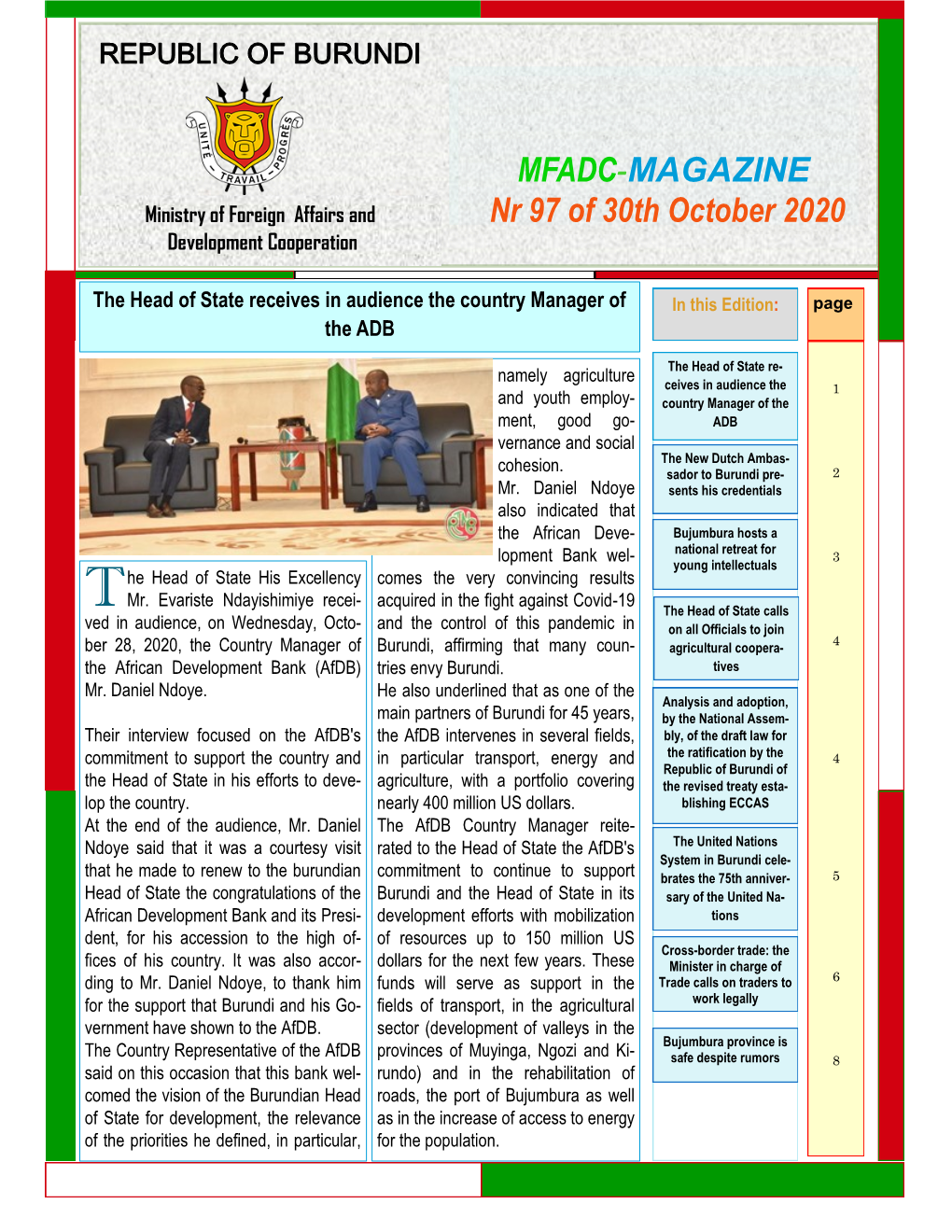 MFADC-MAGAZINE Nr 97 of 30Th October 2020