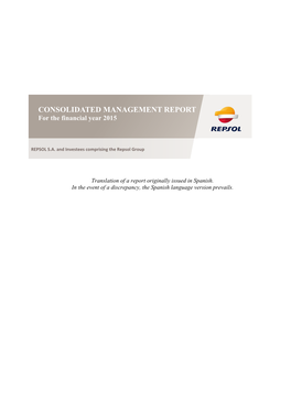 CONSOLIDATED MANAGEMENT REPORT for the Financial Year 2015