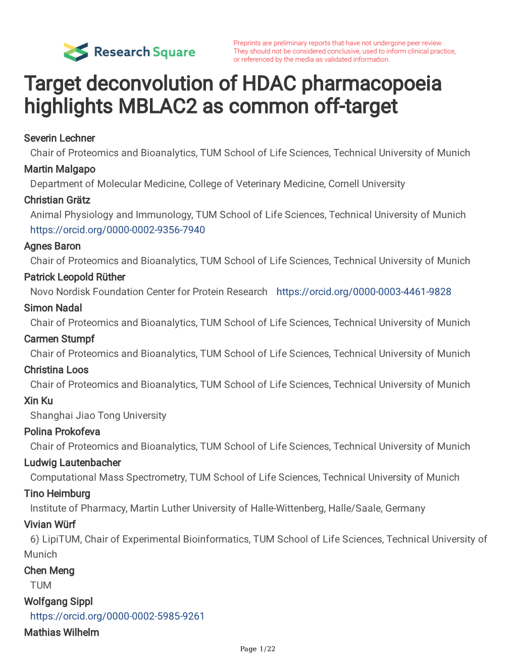 Target Deconvolution of HDAC Pharmacopoeia Highlights MBLAC2 As Common Off-Target
