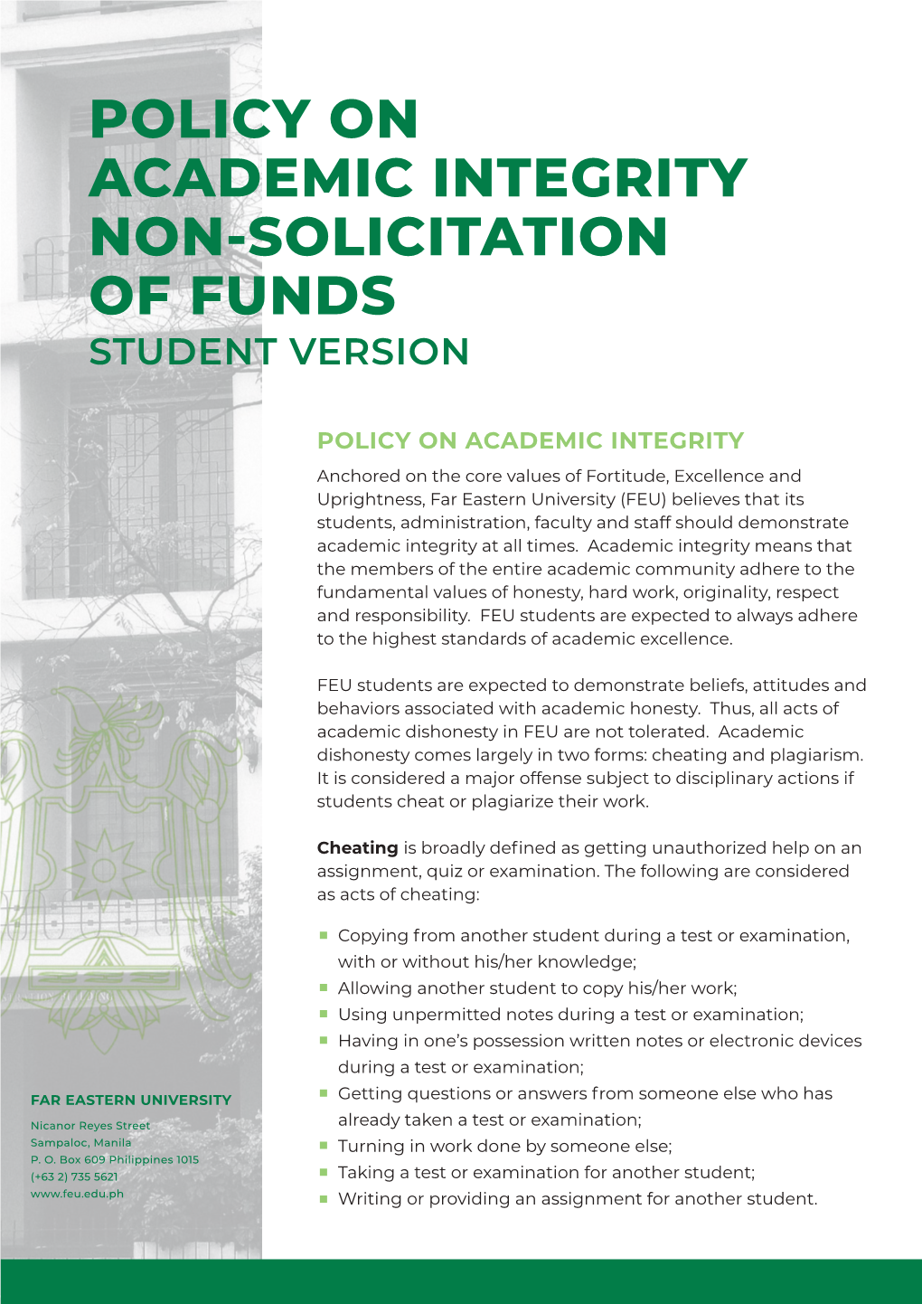 Policy on Academic Integrity and Non