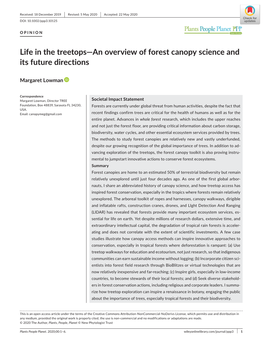 Life in the Treetops—An Overview of Forest Canopy Science and Its Future Directions