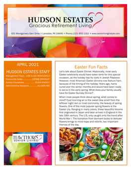 HUDSON ESTATES STAFF Let’S Talk About Easter Dinner