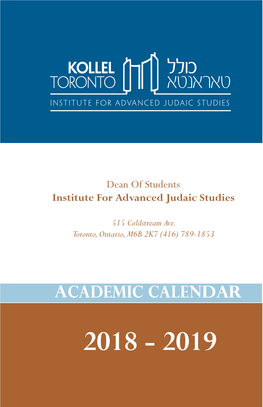 Academic Calendar 2018 - 2019 Welcome to IAJS