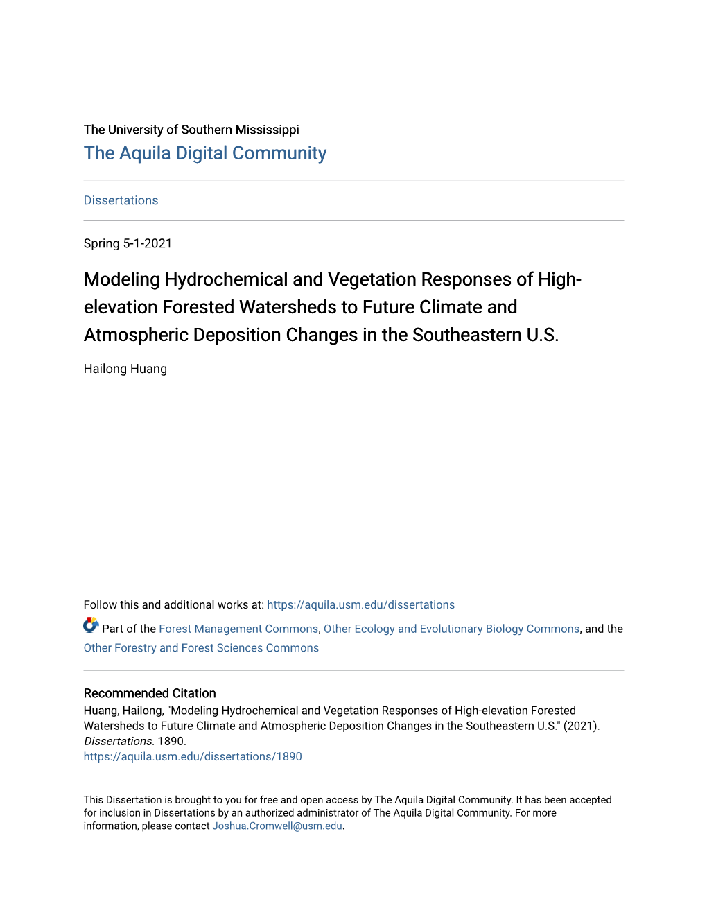 Modeling Hydrochemical and Vegetation Responses of High-Elevation Forested Watersheds to Future Climate and Atmospheric Deposition