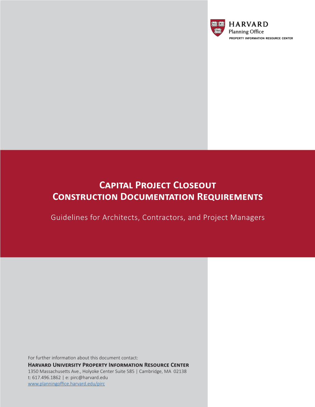 Capital Project Closeout Construction Documentation Requirements