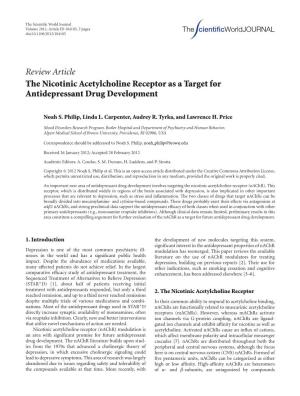The Nicotinic Acetylcholine Receptor As a Target for Antidepressant Drug Development