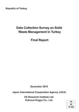 Data Collection Survey on Solid Waste Management in Turkey Final