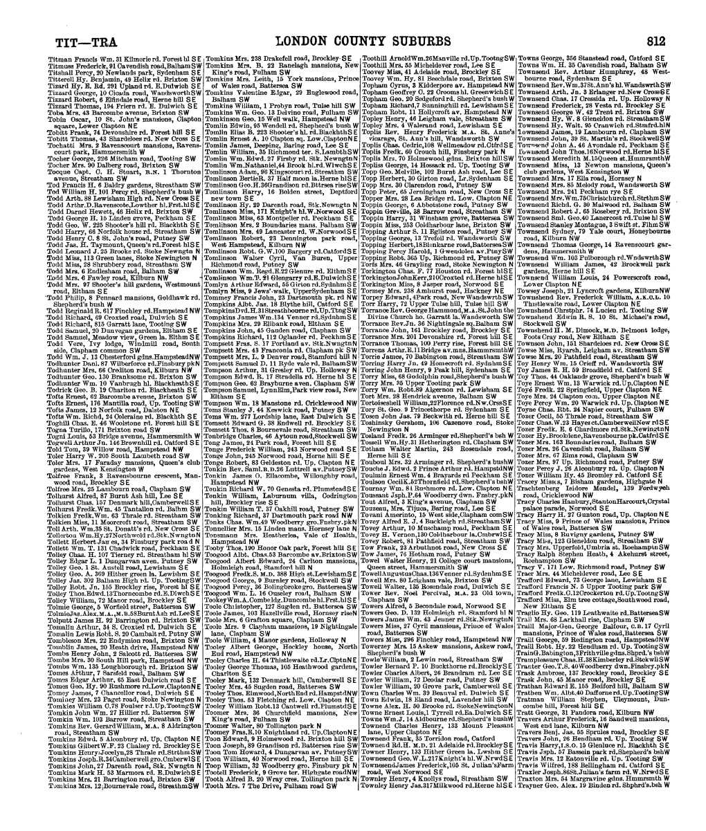LONDON COUNTY SUBURBS 812 Titman Francis Wm