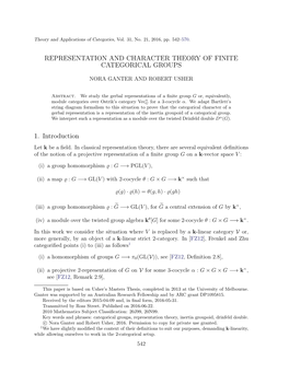 Representation and Character Theory of Finite Categorical Groups