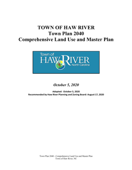 TOWN of HAW RIVER Town Plan 2040 Comprehensive Land Use and Master Plan
