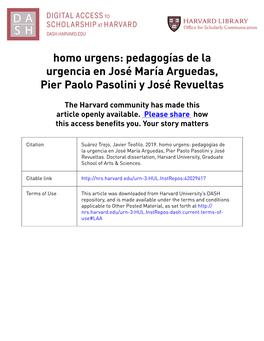 Pedagogías De La Urgencia En José María Arguedas, Pier Paolo Pasolini Y José Revueltas