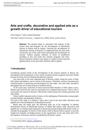 Arts and Crafts, Decorative and Applied Arts As a Growth Driver of Educational Tourism