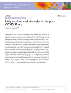 Hollywood Survival Strategies in the Post-COVID 19