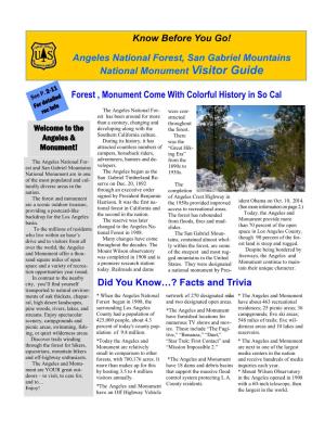 Angeles National Forest, San Gabriel Mountains National Monument Visitor Guide