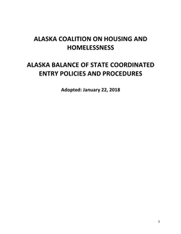 Alaska Coalition on Housing and Homelessness Coordinated Entry