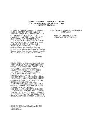 First Consolidated and Amended Complaint in The