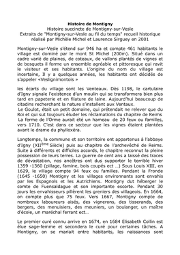 "Montigny-Sur-Vesle Au Fil Du Temps" Recueil Historique Réalisé Par Michèle Michel Et Laurence Sirguey En 2001