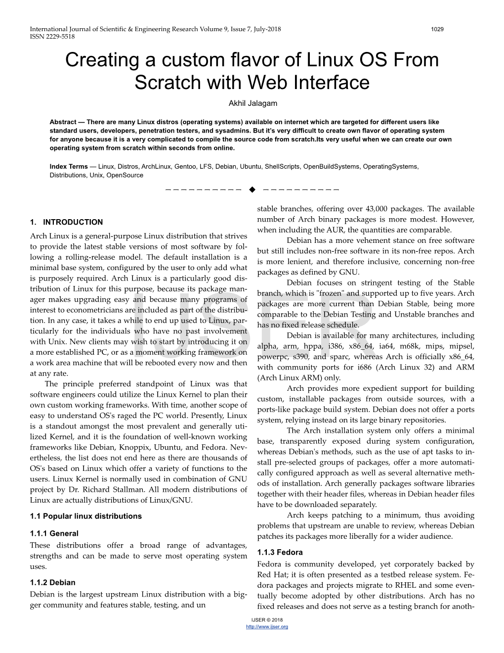 Creating a Custom Flavor of Linux OS from Scratch with Web Interface Akhil Jalagam