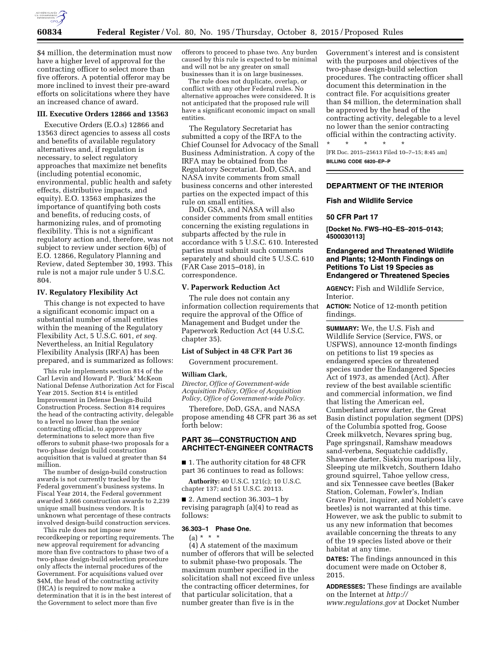 Federal Register/Vol. 80, No. 195/Thursday, October 8, 2015/Proposed Rules