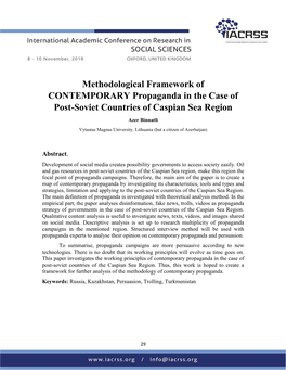 Methodological Framework of CONTEMPORARY Propaganda in the Case of Post-Soviet Countries of Caspian Sea Region