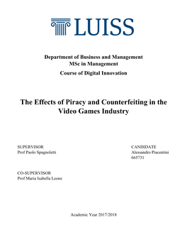 The Effects of Piracy and Counterfeiting in the Video Games Industry