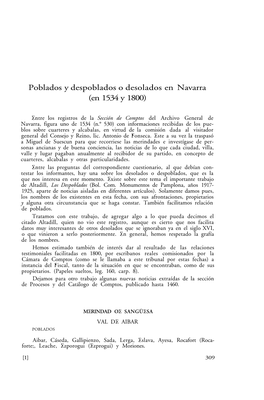 Poblados Y Despoblados O Desolados En Navarra (En 1534 Y 1800)