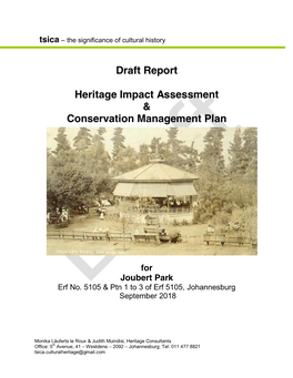 Draft Report Heritage Impact Assessment & Conservation Management Plan