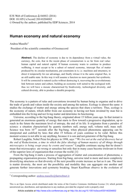 Human Economy and Natural Economy