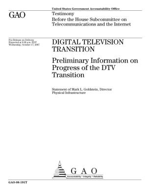 GAO-08-191T Digital Television Transition