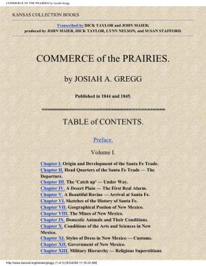 COMMERCE of the PRAIRIES by Josiah Gregg
