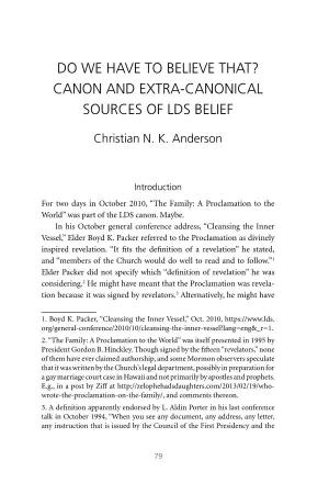 Canon and Extra-Canonical Sources of Lds Belief