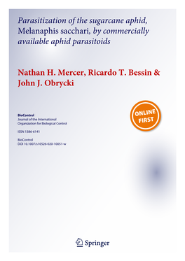 Parasitization of the Sugarcane Aphid, Melanaphis Sacchari, by Commercially Available Aphid Parasitoids