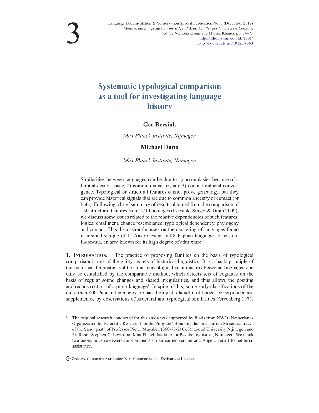 Systematic Typological Comparison As a Tool for Investigating Language History