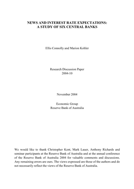 News and Interest Rate Expectations: a Study of Six Central Banks