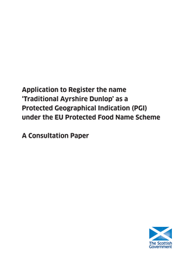 'Traditional Ayrshire Dunlop' As a Protected Geographical Indication