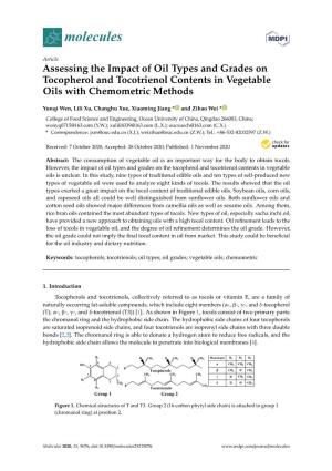 Assessing the Impact of Oil Types and Grades on Tocopherol and Tocotrienol Contents in Vegetable Oils with Chemometric Methods