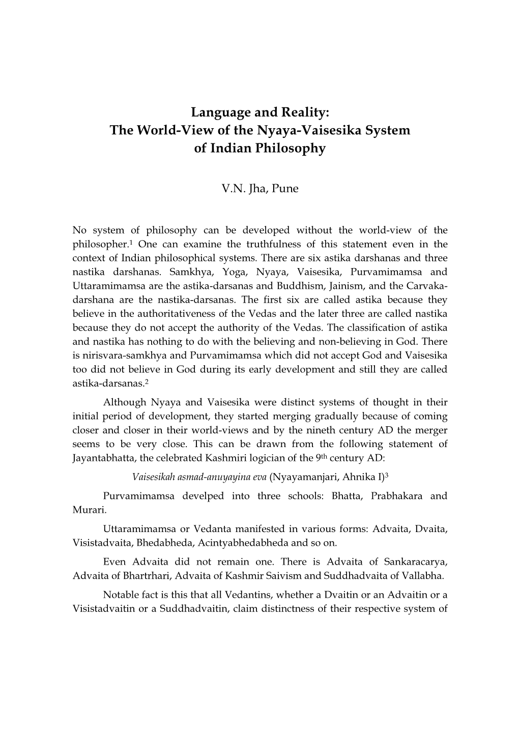 language-and-reality-the-world-view-of-the-nyaya-vaisesika-system-of