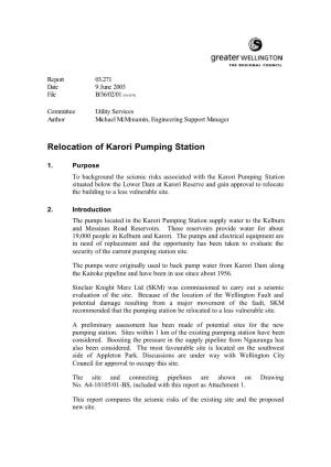 Relocation of Karori Pumping Station