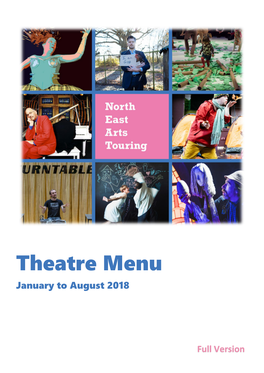 Theatre Menu January to August 2018