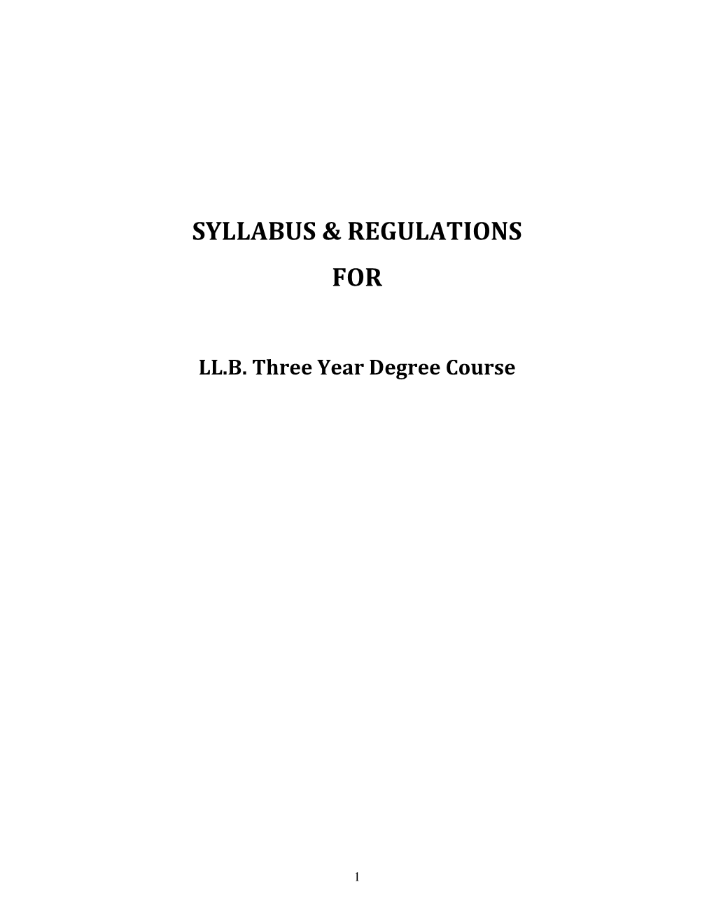 Syllabus & Regulations