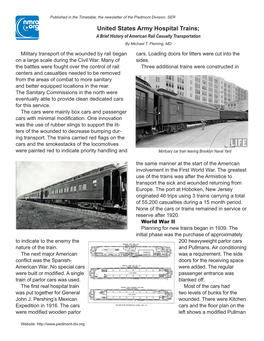 United States Army Hospital Trains; a Brief History of American Rail Casualty Transportation by Michael T