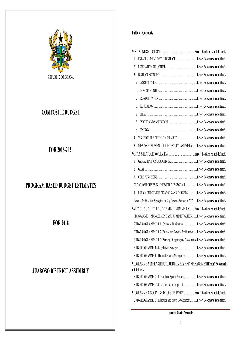 JUABOSO DISTRICT ASSEMBLY Not Defined